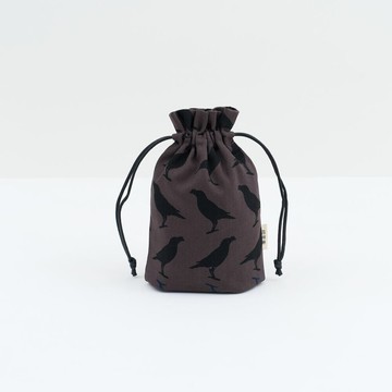 束口小物袋/台灣八哥5號/工匠灰黑