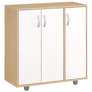 《HOPMA》三門五層鞋櫃 台灣製造 玄關櫃 收納櫃 邊櫃 鞋架-白橡配白