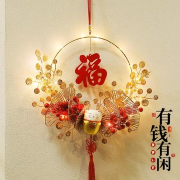 2025新年裝飾蛇年花環門掛春節過年室內家用喜慶布置掛件節日裝扮