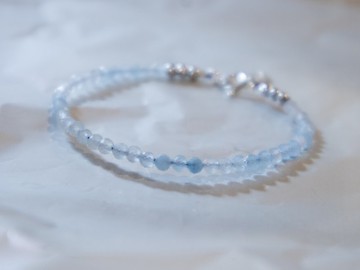 海藍寶 三月誕生石925 SILVER 切面海藍寶  3mm- 細緻手鏈