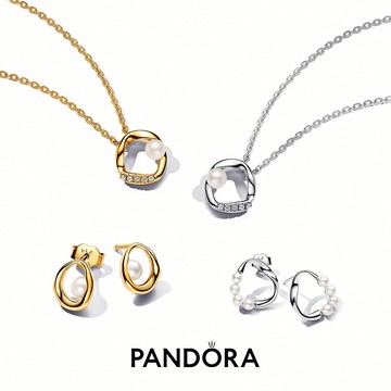 [客製化卡片]Essence系列新品上市【Pandora官方直營】淡水珍珠系列-項鏈+耳環。生日禮物。情人禮物
