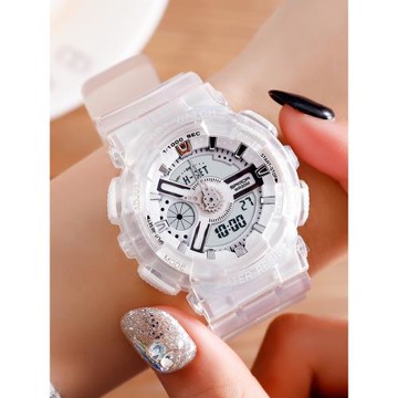 韓版ins風透明手表男中學生青少年運動防水電子表潮流學院風男表
