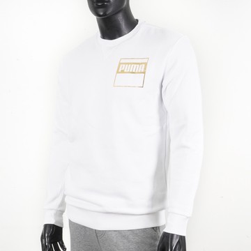 Puma Rebel 男 長袖上衣 T恤 基本款 運動 休閒 訓練 棉質 圓領 舒適 穿搭 白金 [85089202]