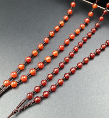 新款天然玉石雞血玉圓珠掛件繩紅色圓珠吊墜繩玉石項鏈繩珠鏈