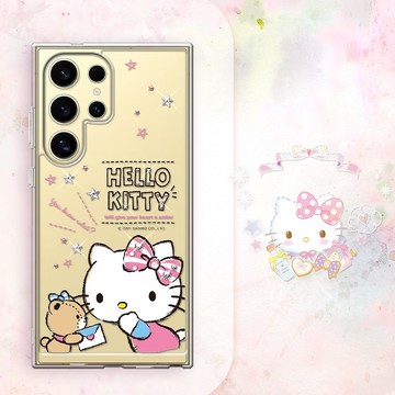 三麗鷗 Samsung Galaxy S系列防震雙料水晶彩鑽手機殼-凱蒂悄悄話