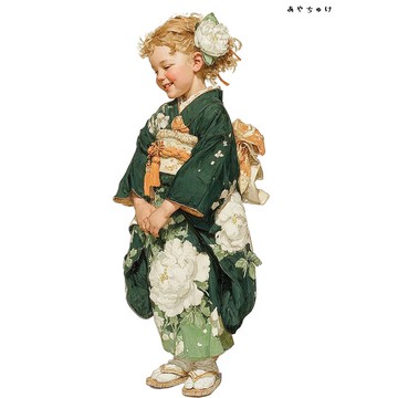 【12月新品4】07-114-0017 人物貼紙 和服復古風