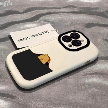 卡通躲藏維尼熊適用蘋果15promax手機殼16plus泡芙殼iphone14pro防摔13精孔12防摔11保護殼