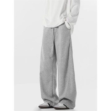 隱狼世家美式高街彎刀褲子男秋冬加絨闊腿運動衛褲寬松直筒休閑褲