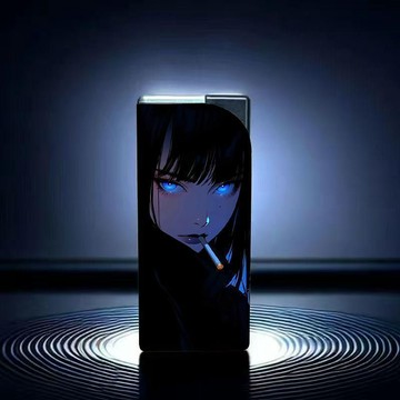網紅款高顏值動漫直衝防風個性藍焰打火機創意充氣網紅男友禮物潮
