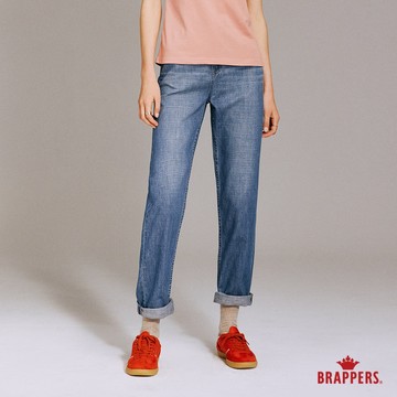 BRAPPERS 女款 Boy friend系列-高腰全棉直筒褲-深藍