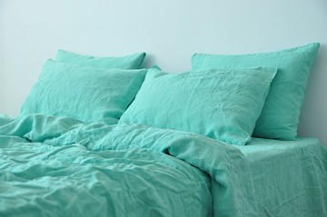 青色麻枕套/藍色枕套/歐、美、台尺寸