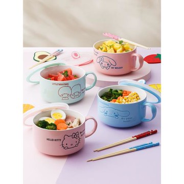 三麗鷗玉桂狗陶瓷泡面碗帶蓋宿舍學生用食堂打飯碗可愛便當帶飯盒