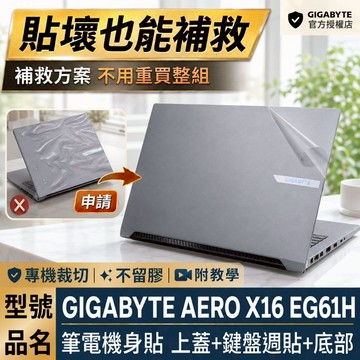 【Ezstick】GIGABYTE AERO X16 EG61H EG64H筆電機身貼｜霧面質感款｜上蓋+鍵盤週圍+底部