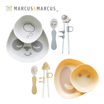 【MARCUS&MARCUS】環保rPET兒童防滑學習餐具4件組-2款可愛任選