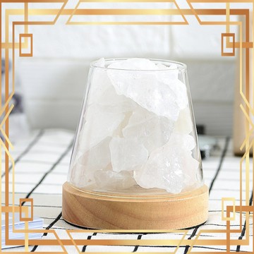 【保庇BOBEE】 摩羯座 Capricorn 日本工藝富士山水晶擴香石燈  開運水晶擴香燈 - 白水晶┃心靈平靜 - USB插電暖光版