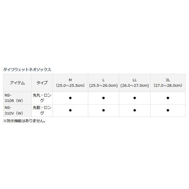 ダイワ ウェットネオソックス NS-310R（W） (先丸・ロング) ブラック