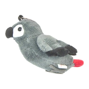 小鳥造型發聲吊飾 聚酯纖維 金屬 塑膠(PVC) 6歲以上適用  灰鸚鵡  1個  7cm