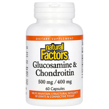 Natural Factors, 葡萄糖胺 500 毫克，軟骨素 400 毫克，60 粒膠囊