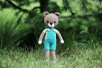 鉤針熊，鉤針熊毛絨玩具，熊玩具，針織熊，可愛毛絨熊