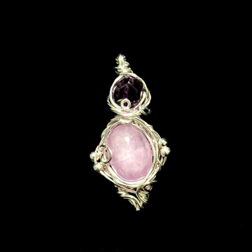 【Whispering Bloom】 金屬編織 紫鋰輝/紫水晶項鍊