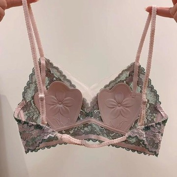 DUYI~夢詩 內衣女法式刺繡蕾絲夏季薄款無鋼圈性感兔耳杯小胸聚攏美背文胸罩