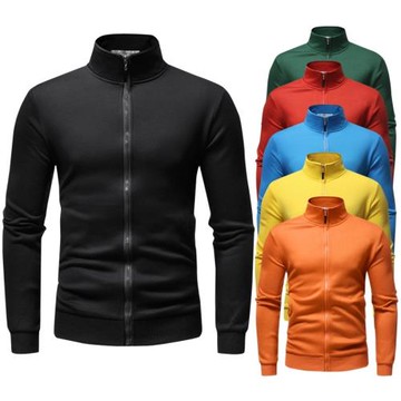 亞馬遜跨境2021秋冬全棉加厚加絨長袖外套立領純棉衛衣修身開衫