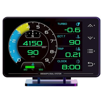 XS 多功能汽車抬頭顯示器 液晶儀錶 觸控按鍵 OBD2 + GPS + 陀螺儀 雙系統 3.5吋  1個  黑色