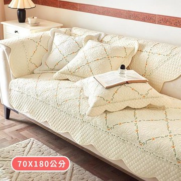 【BonBon naturel】三人坐墊70X180公分_小清新純棉刺繡拼接防滑沙發墊(多款任選)