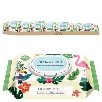 OLDam 可沖式兒童用濕紙巾  62張 x 10包