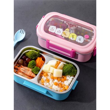 庫洛米304不銹鋼保溫飯盒中學生女便當盒分格 卡通兒童可愛午餐盒