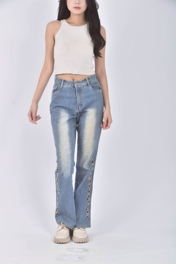 (S) 丹寧牛仔修身藍色長褲