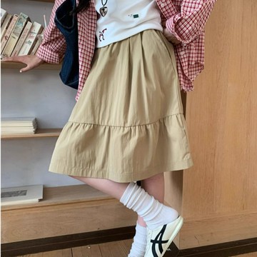 日系半身裙女春夏季新款高級感學院風半裙高腰傘裙a字短裙