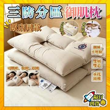 🌈免運隔日達🌈全棉枕 多功能分區護頸枕 三防御肌枕 可當靠枕 人體工學 防水防油防污 記憶棉枕芯 雙層分割槽 頸椎支撐枕