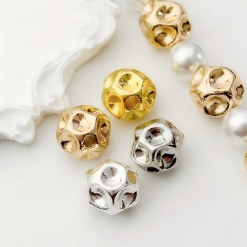 ADJ1310【單品滿5件送1件】14K包金色保色 飾品diy配飾沙金配件手鍊隔珠隕石古法金手串散珠 首飾手繩配珠