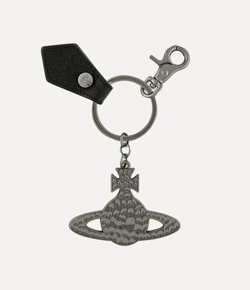 Vivienne Westwood Hammered Orb Keyring Metal Black / Gunmetal One Size Unisex