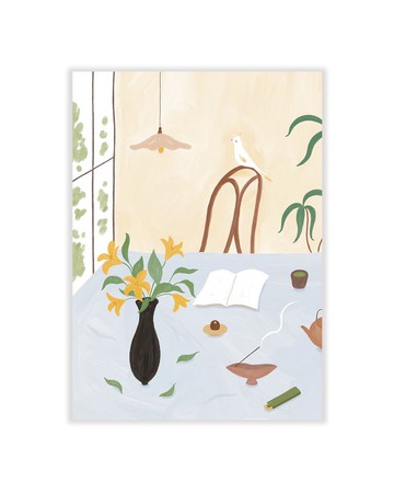 茶香裡的午後插畫明信片