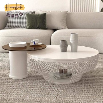 免運 茶几 圓形茶几 ins現代茶幾家用客廳小戶型組合臥室巖板簡約輕奢網紅圓形茶幾 可開發票 全館五折 工廠現貨直銷 新品特價 c9013