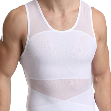 Charmen 機能網布腹部交叉加長塑身背心 強韌透氣高彈性 清爽服貼  XL  白色