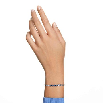 【Swarovski 施華洛世奇】Imber Emily 手鏈(混合圓形切割 藍色 鍍白金色)(5663394)