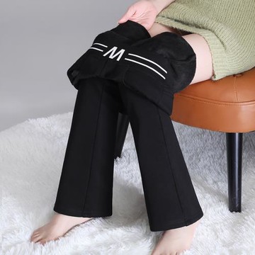 加絨喇叭褲子女秋冬2025新款爆款黑色微喇女褲休閑直筒垂感闊腿褲