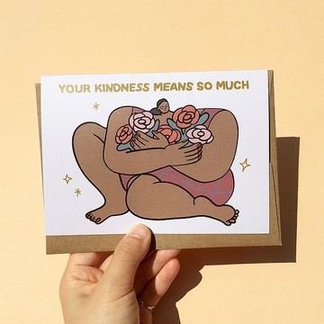 簡約風感謝卡 女生 花朵 「Your Kindness Means So Much」感謝卡