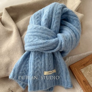 超實惠冬 圍脖 圍巾 披肩 保暖圍巾敲韓風的色系~韓國ins推薦復古奶茶色咖色米色麻花紋百搭 小圍巾