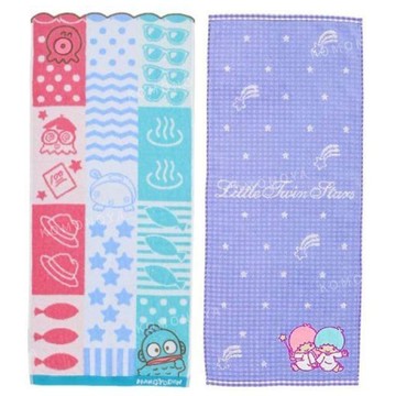 小禮堂 Sanrio 三麗鷗 棉質長毛巾 34x80cm 人魚漢頓 雙子星