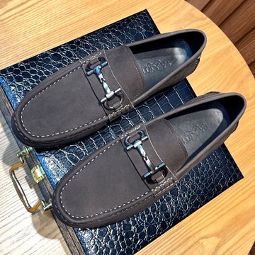 奢侈品高級豆豆鞋男2025年新款夏季真皮懶人休閑皮鞋一腳蹬樂福鞋