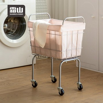 【日本霜山】鐵藝復古風移動式洗衣籃
