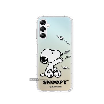 史努比/SNOOPY 正版授權 三星 Samsung Galaxy A14 5G 漸層彩繪空壓手機殼(紙飛機)