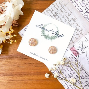 莫蘭迪色系 奶茶棕 碎花 小款 925純銀針耳環/無痛耳夾