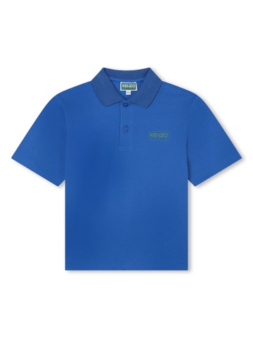 Kenzo Kids - logo-print piqué-weave polo shirt - kids - Cotton - 3 - Blue