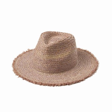 草帽爵士帽-磨毛邊草編遮陽純色女帽子2色73zr19【獨家進口】【米蘭精品】