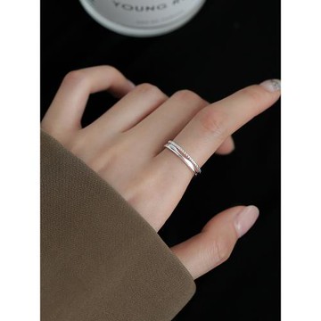 【巷南】999純銀雙層戒指女開口戒輕奢小眾設計高級感尾戒食指戒